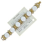 MCM Sarah Coventry Snow Princess - Demi Parure - Gold Tone And White Cabochons – Collectible vintage item