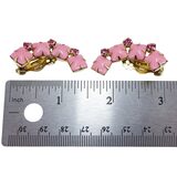 Vintage Mid Century Pink Rhinestone Choker Necklace & Clip Earrings Set Gold Tone – Rare Vintage Item