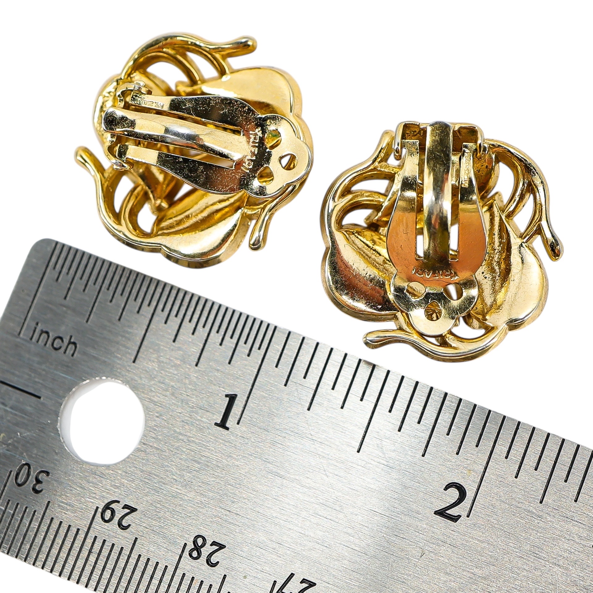 Crown Trifari Gold Tone Sculptural Leaves Full Parure 4 Piece Jewelry Suite Set image 11