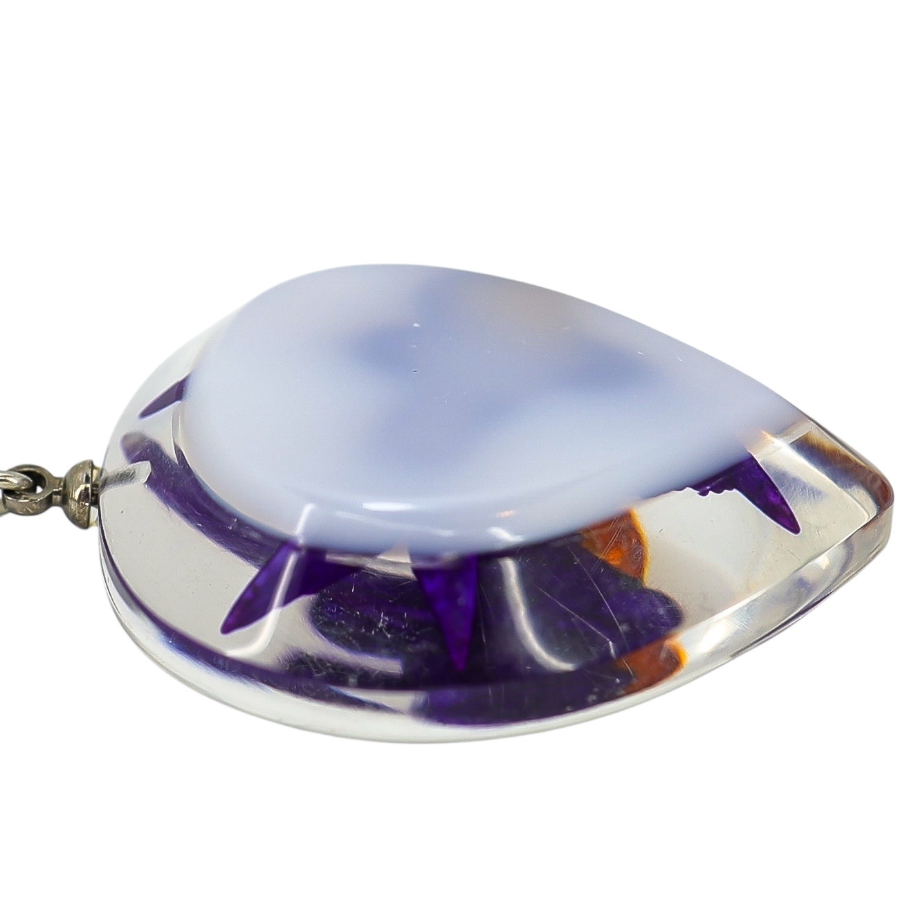 Vintage Lucite Bird Pendant Necklace & Earrings Set – Reverse-Carved / Embedded Design image 8