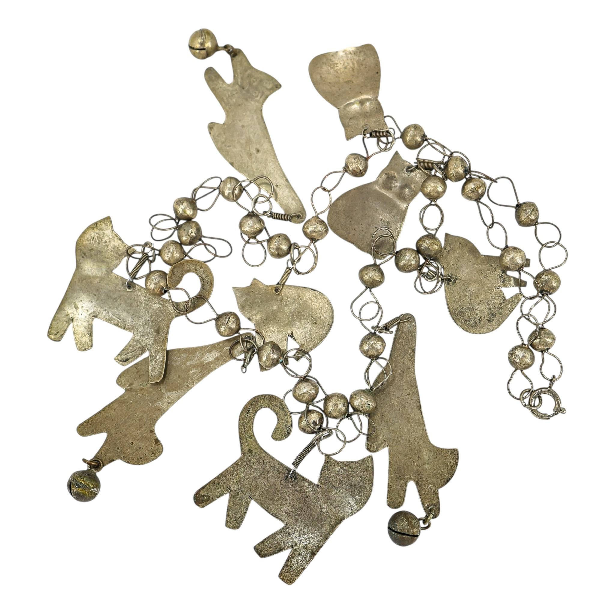 Mexican Folk Art Wedding Necklace Earrings Set With Cats And Chiming Beads image 9