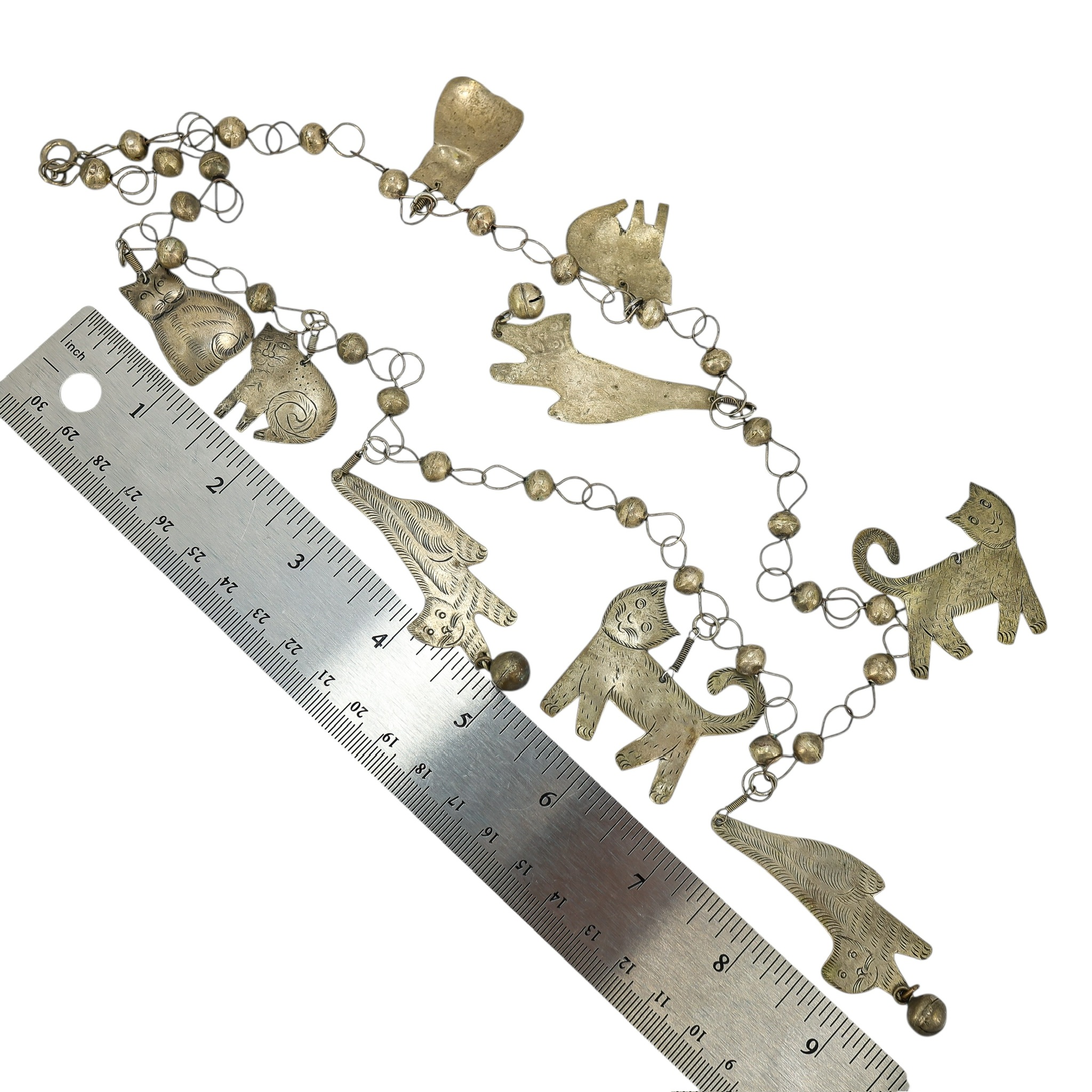 Mexican Folk Art Wedding Necklace Earrings Set With Cats And Chiming Beads image 10