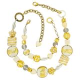 OroVetro - Signed Murano Necklace & Bracelet Set - Cream And Gold Foil Beads – Rare collectible item 
