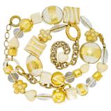 OroVetro - Signed Murano Necklace & Bracelet Set - Cream And Gold Foil Beads – Rare collectible item 