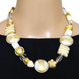OroVetro - Signed Murano Necklace & Bracelet Set - Cream And Gold Foil Beads – Rare collectible item 