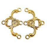 Vintage NOS 3-Strand Gold-tone Connector Findings -  Floral Design – Vintage dead stock item 