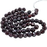 Vintage African Trade Glass Beads Strand Garnet Red Hand Faceted Biconical Drill 16” – Collectible vintage item