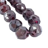 Vintage African Trade Glass Beads Strand Garnet Red Hand Faceted Biconical Drill 16” – Collectible vintage item