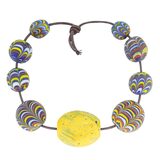Antique Venetian Feather Glass Trade Bead Strand with Hebron Bead - African Trade – Rare collectible vintage item 