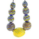 Antique Venetian Feather Glass Trade Bead Strand with Hebron Bead - African Trade – Rare collectible vintage item 