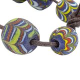 Antique Venetian Feather Glass Trade Bead Strand with Hebron Bead - African Trade – Rare collectible vintage item 