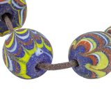 Antique Venetian Feather Glass Trade Bead Strand with Hebron Bead - African Trade – Rare collectible vintage item 