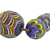 Antique Venetian Feather Glass Trade Bead Strand with Hebron Bead - African Trade – Rare collectible vintage item 
