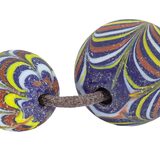 Antique Venetian Feather Glass Trade Bead Strand with Hebron Bead - African Trade – Rare collectible vintage item 