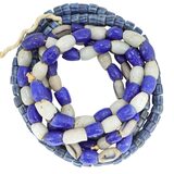 Vintage African Recycled Powder Glass Krobo Beads Large White Blue – Collectible vintage item