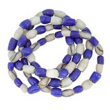 Vintage African Recycled Powder Glass Krobo Beads Large White Blue – Collectible vintage item