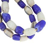 Vintage African Recycled Powder Glass Krobo Beads Large White Blue – Collectible vintage item