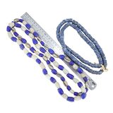 Vintage African Recycled Powder Glass Krobo Beads Large White Blue – Collectible vintage item