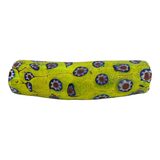 Large 56mm Antique Venetian Millefiori Faceted Elbow Trade Bead Yellow Floral – Rare collectible vintage item 