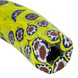 Large 56mm Antique Venetian Millefiori Faceted Elbow Trade Bead Yellow Floral – Rare collectible vintage item 