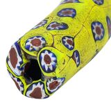 Large 56mm Antique Venetian Millefiori Faceted Elbow Trade Bead Yellow Floral – Rare collectible vintage item 