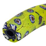 Large 56mm Antique Venetian Millefiori Faceted Elbow Trade Bead Yellow Floral – Rare collectible vintage item 