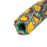 Huge Antique Venetian Millefiori Trade Bead Elbow Green Yellow Red 59mm X 13mm – Rare collectible vintage item 