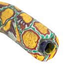 Huge Antique Venetian Millefiori Trade Bead Elbow Green Yellow Red 59mm X 13mm – Rare collectible vintage item 