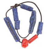 West African Recycled Glass Bead Strand - Blue And Red – OOAK - Unique one of a kind artisan item