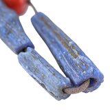 West African Recycled Glass Bead Strand - Blue And Red – OOAK - Unique one of a kind artisan item