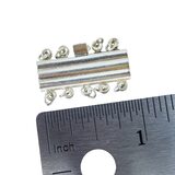 Vintage NOS 925 Sterling Silver 5 Loop Box Side Clasp Ribbed Multi Strand Jewelry Finding – Vintage dead stock item 