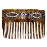 Vintage Art Deco Faux Tortoise Acetate Hair Comb Applied Filigree & Rhinestones – Rare collectible vintage item 