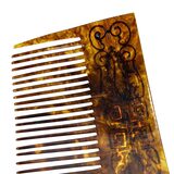 Vintage Art Deco Faux Tortoise Acetate Hair Comb Applied Filigree & Rhinestones – Rare collectible vintage item 