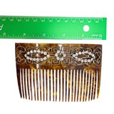 Vintage Art Deco Faux Tortoise Acetate Hair Comb Applied Filigree & Rhinestones – Rare collectible vintage item 