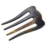 Vintage Natural Horn Hair Comb Tortoiseshell 4-Prong Vanity Dressing Comb – Collectible vintage item