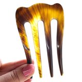 Vintage Natural Horn Hair Comb Tortoiseshell 4-Prong Vanity Dressing Comb – Collectible vintage item