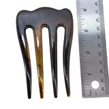 Vintage Natural Horn Hair Comb Tortoiseshell 4-Prong Vanity Dressing Comb – Collectible vintage item