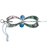 Vintage Mexico Alpaca Abalone Turquoise Hair Slide Stick Barrette 3.25 – OOAK - Unique one of a kind artisan item