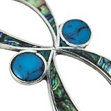 Vintage Mexico Alpaca Abalone Turquoise Hair Slide Stick Barrette 3.25 – OOAK - Unique one of a kind artisan item