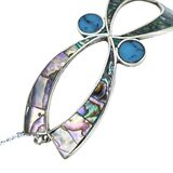 Vintage Mexico Alpaca Abalone Turquoise Hair Slide Stick Barrette 3.25 – OOAK - Unique one of a kind artisan item