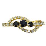 Vintage Lady Ellen Signed Rhinestone Hair Clip – Black & Clear Crystal Barrette 2 In – Collectible vintage item