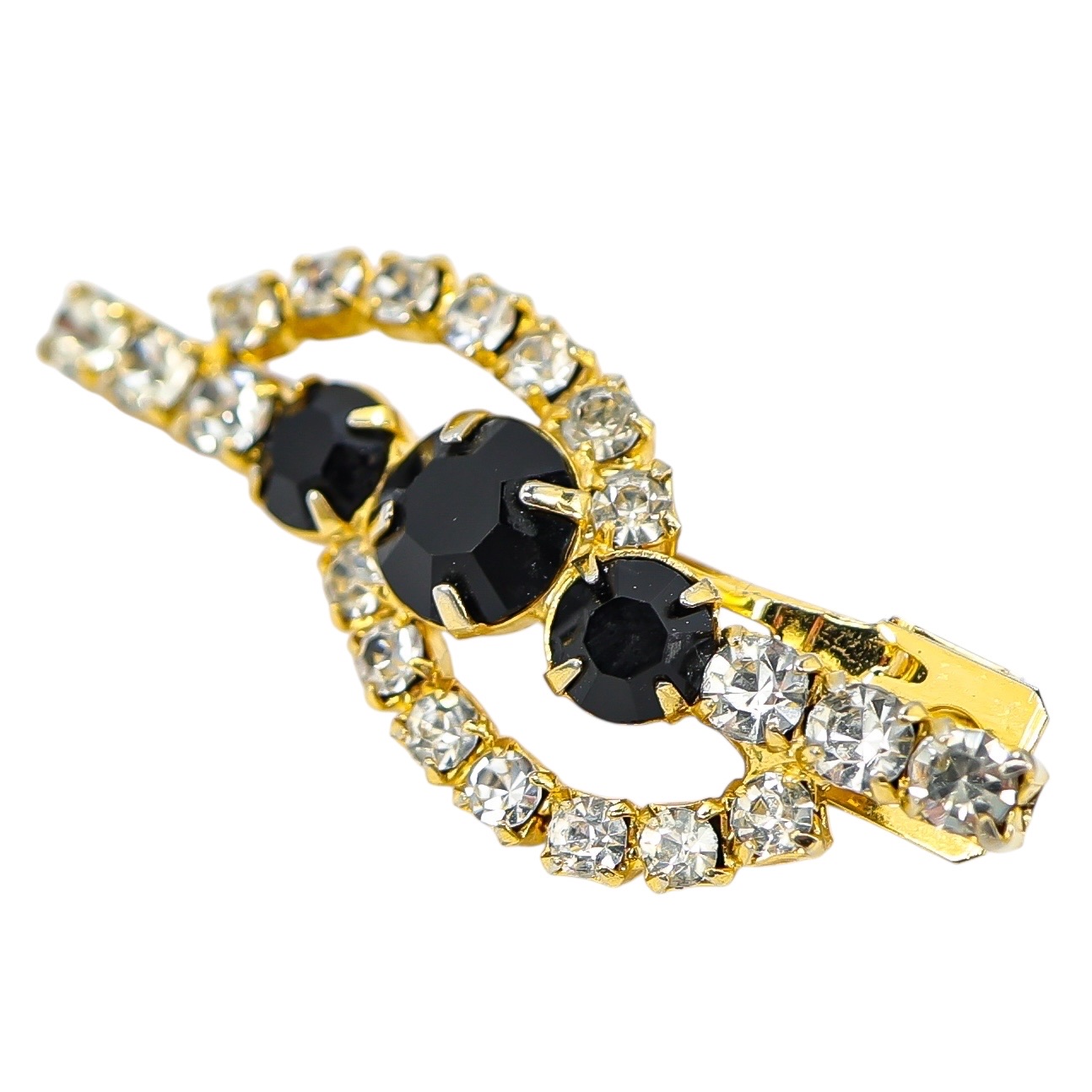 Vintage Lady Ellen Signed Rhinestone Hair Clip – Black & Clear Crystal Barrette 2 In image 2