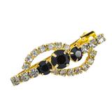 Vintage Lady Ellen Signed Rhinestone Hair Clip – Black & Clear Crystal Barrette 2 In – Collectible vintage item