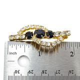 Vintage Lady Ellen Signed Rhinestone Hair Clip – Black & Clear Crystal Barrette 2 In – Collectible vintage item