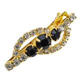 Vintage Lady Ellen Signed Rhinestone Hair Clip – Black & Clear Crystal Barrette 2 In – Collectible vintage item
