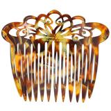 France Luxe Handmade Acetate Ornate Cut-Out Hair Comb - Faux Tortoise Shell - Brown – Estate Find