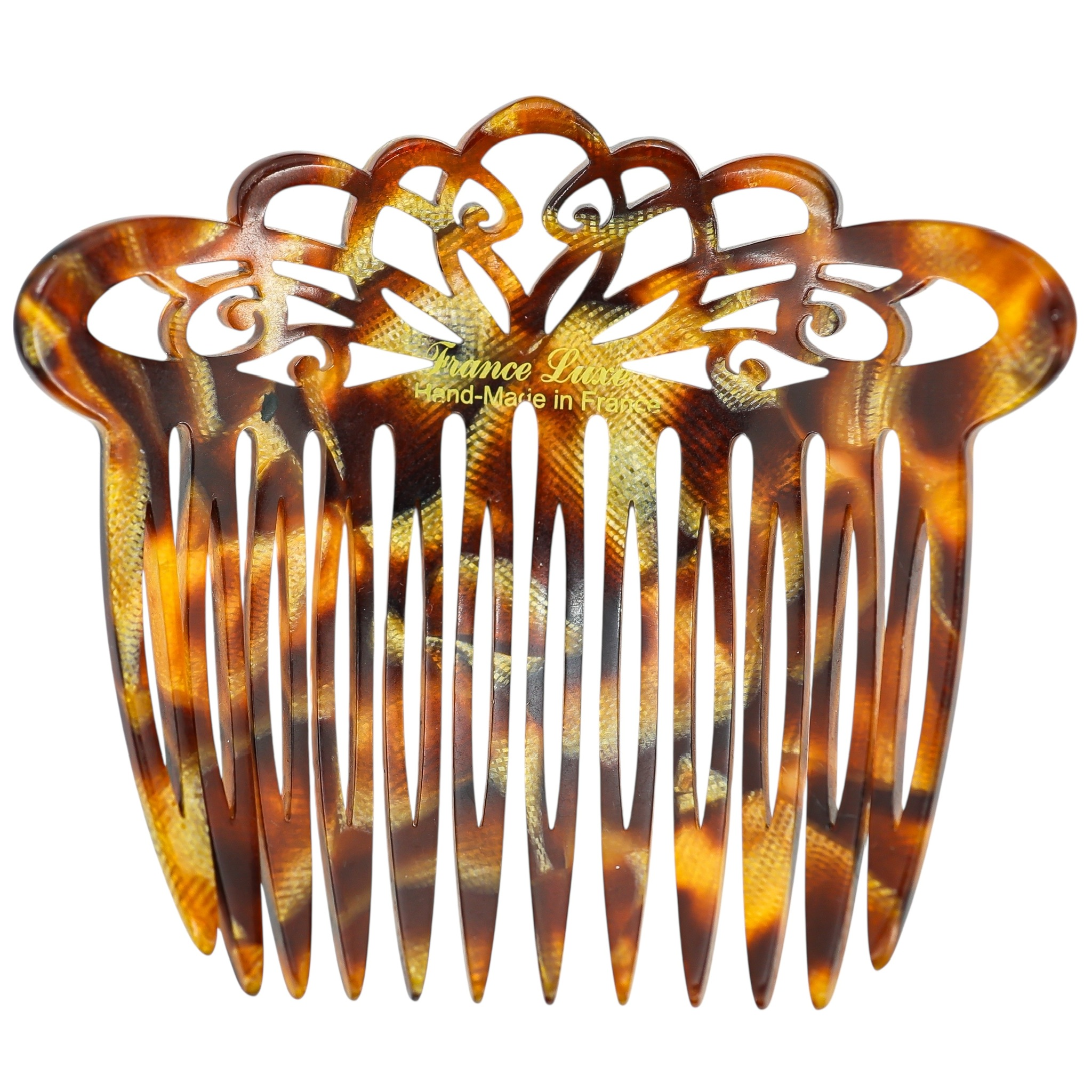 France Luxe Handmade Acetate Ornate Cut-Out Hair Comb - Faux Tortoise Shell - Brown image 2