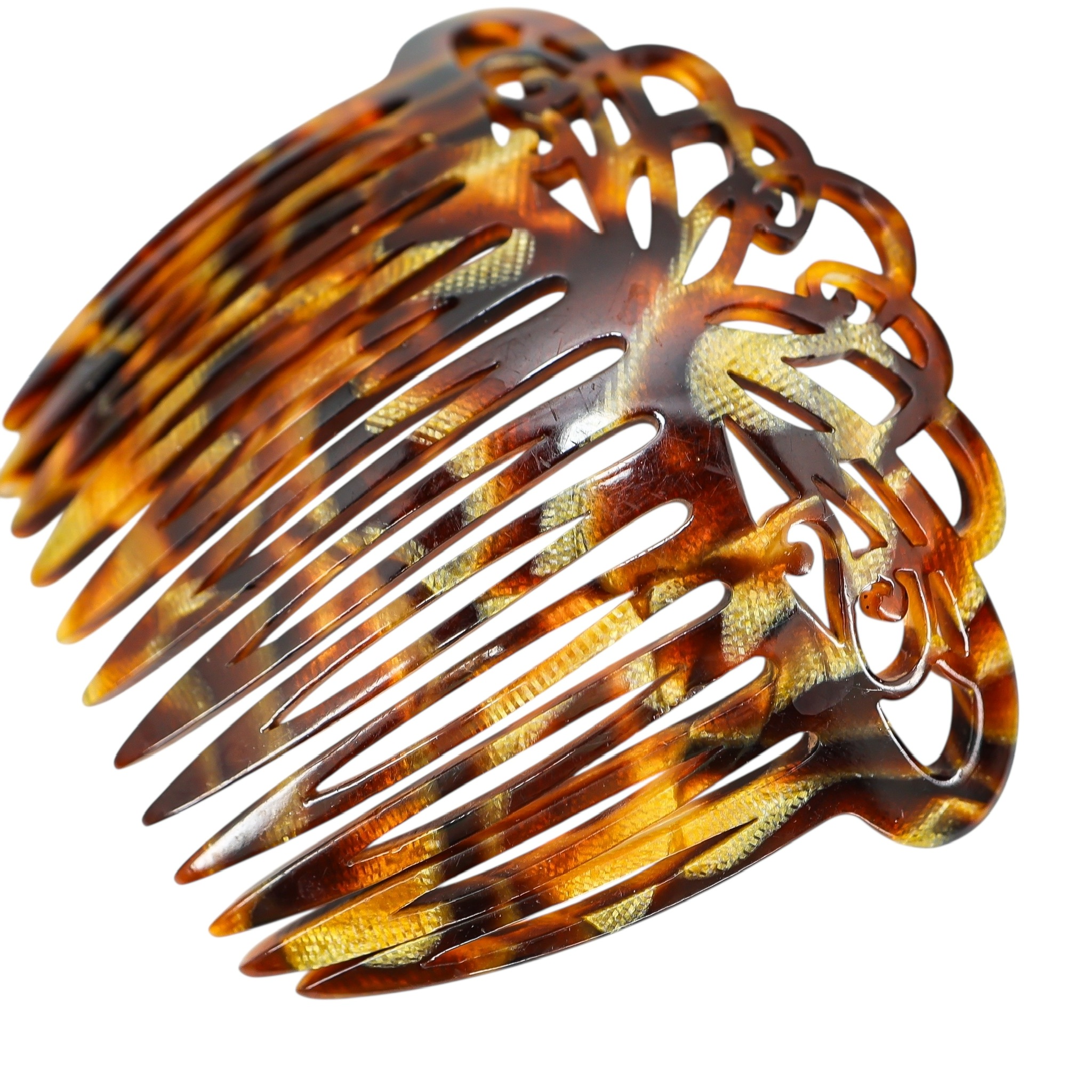 France Luxe Handmade Acetate Ornate Cut-Out Hair Comb - Faux Tortoise Shell - Brown image 3