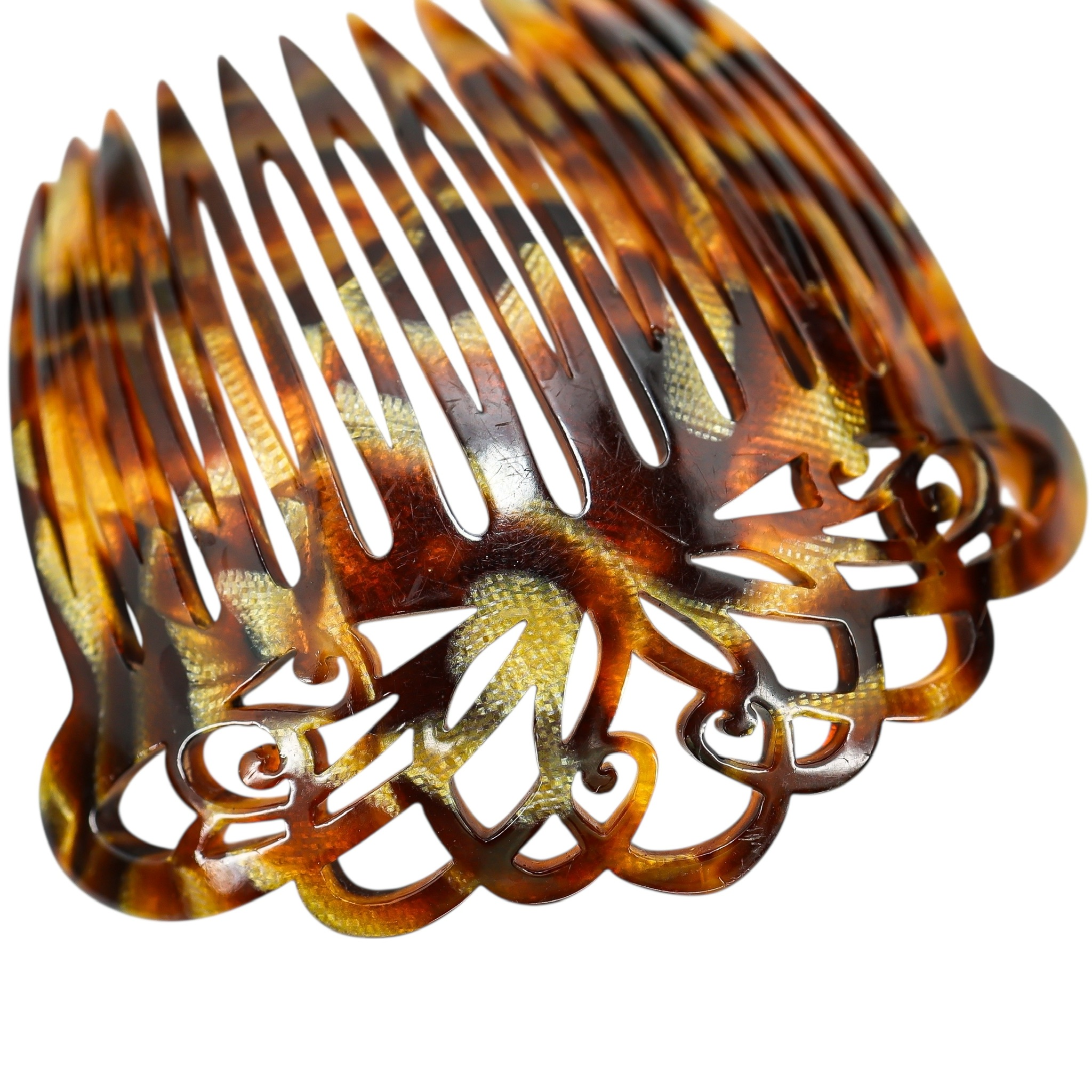 France Luxe Handmade Acetate Ornate Cut-Out Hair Comb - Faux Tortoise Shell - Brown image 4