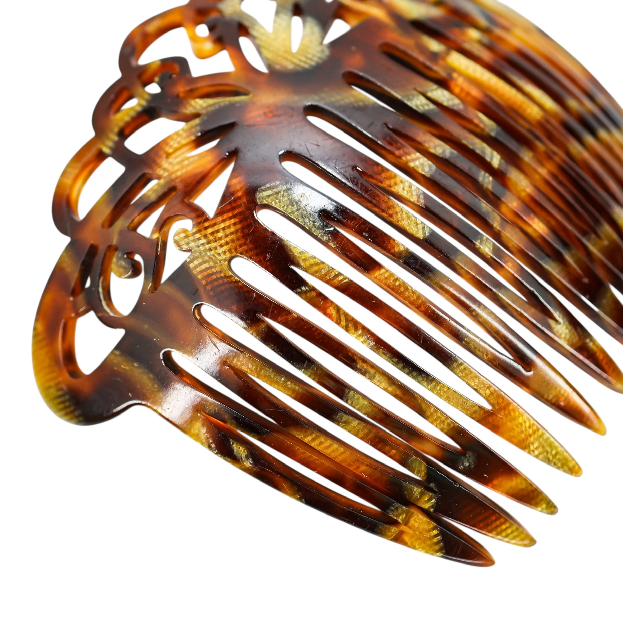 France Luxe Handmade Acetate Ornate Cut-Out Hair Comb - Faux Tortoise Shell - Brown image 5
